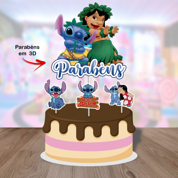 Topo de Bolo tema Lilo e Stitch